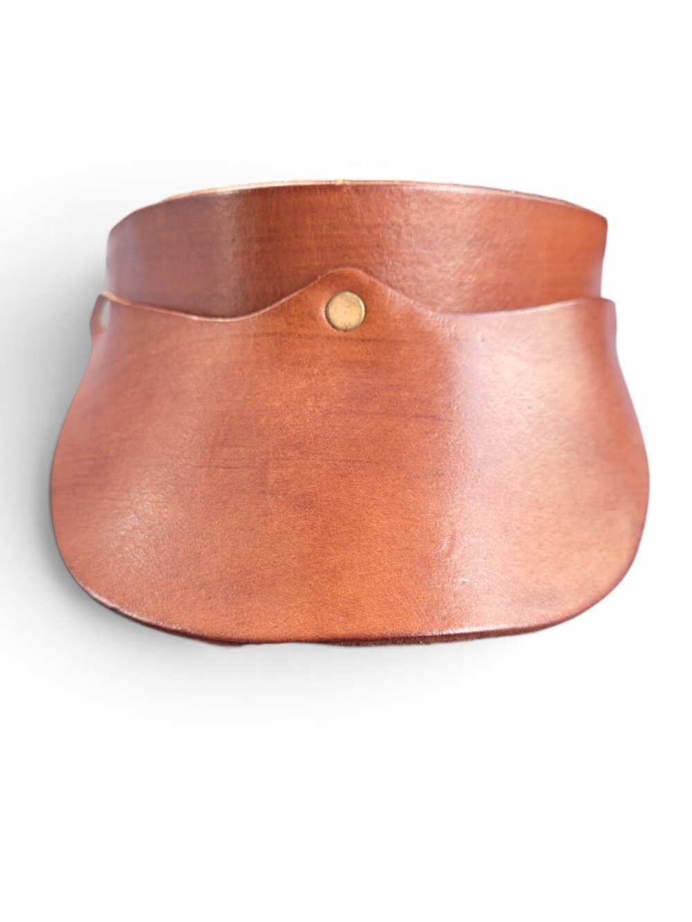 Artisan Made Leather Sun Visor in Rich Golden Brown with Brushed Gold Accents - Picture 7 of 13